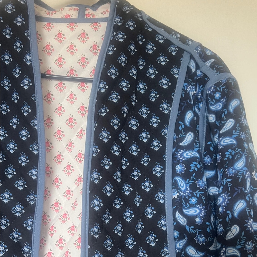 Patterned Navy Open-Front Quilted Jacket - Picture 2 of 5